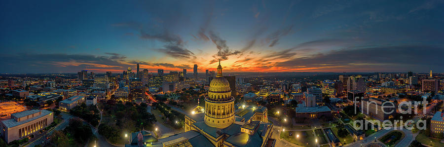 Texas State Capitol Photograph - Beautiful aerial view of the Texas State Capitol during winter sunset by Dan Herron