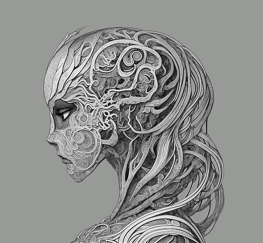 Beautiful And Complex Wood Carving Girl Digital Art By Jim Brey Fine