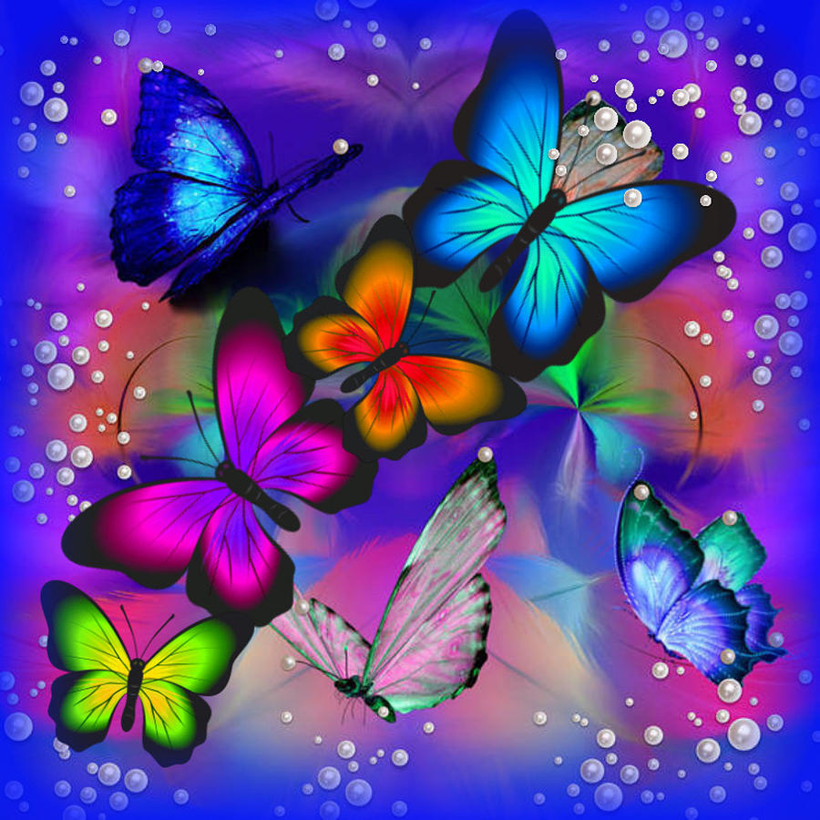 Butterflies and The Blue Digital Art by Gayle Price Thomas