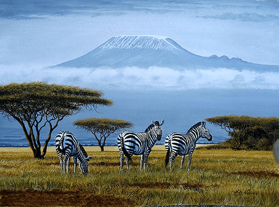 Beautiful art designs of Zebras at the foot of Painting by Wright Tara ...