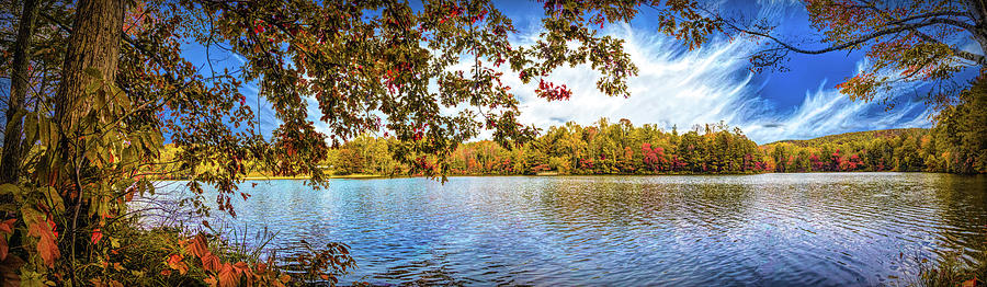 Beautiful Autumn Lake at Indian Boundary Painting Photograph by Debra and Dave Vanderlaan
