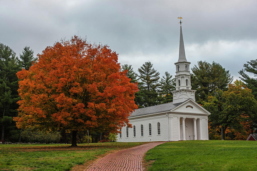 Beautiful Autumn Tree by the Martha-Mary Chapel Sudbury Massachusetts Fall Colors Wayside Inn Road Photograph by Toby McGuire