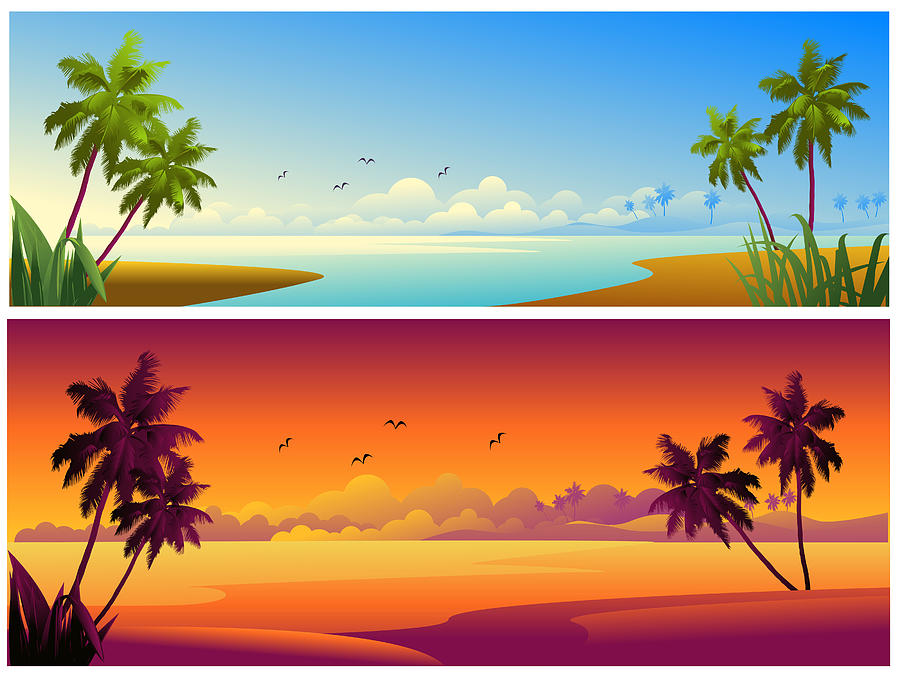 Beautiful Beach Backgrounds/Banners Drawing by LEOcrafts