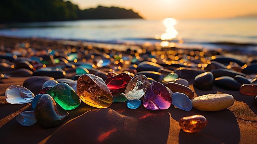 Beautiful beach gemstones at sunset Mixed Media by Lilia D - Fine Art ...