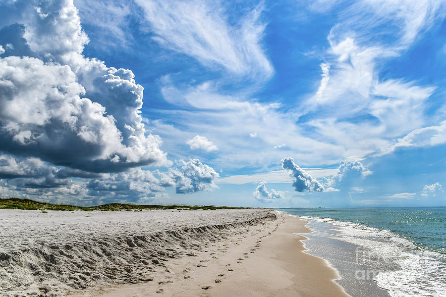 Beautiful Beach with Footprints in the Sand Photograph by Beachtown Views