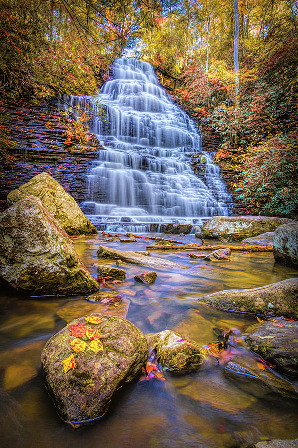Beautiful Benton Autumn Waterfall Photograph by Debra and Dave Vanderlaan