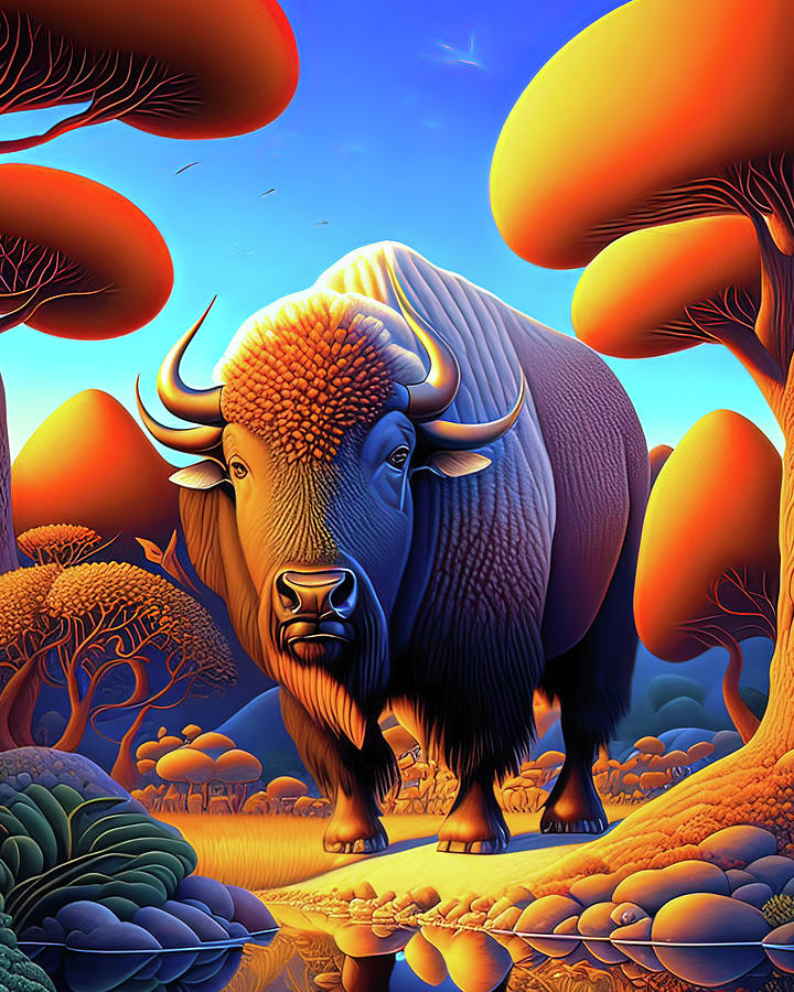 Nature Digital Art - Beautiful Bison ... by Judy Foote-Belleci