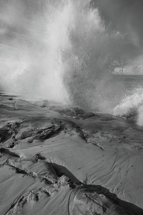 Beautiful Black and White La Jolla Beach Waves Photograph by TM Schultze