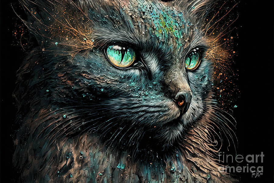Cat Painting - Beautiful Black Cat by Tina LeCour