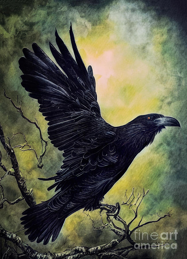 Beautiful Black Raven Painting by Tina LeCour