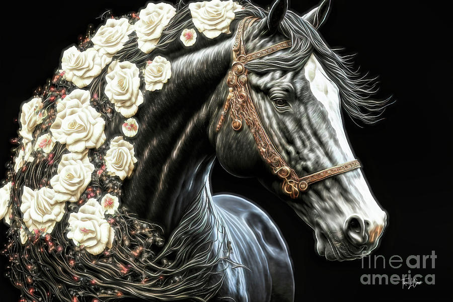 Animal Painting - Beautiful Black Stallion by Tina LeCour