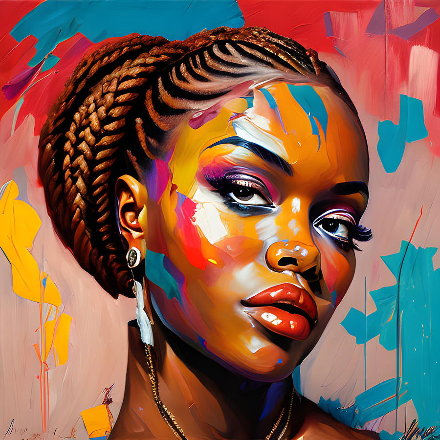 Beautiful Black Woman in Braids Digital Art by Jeannette Murray - Pixels