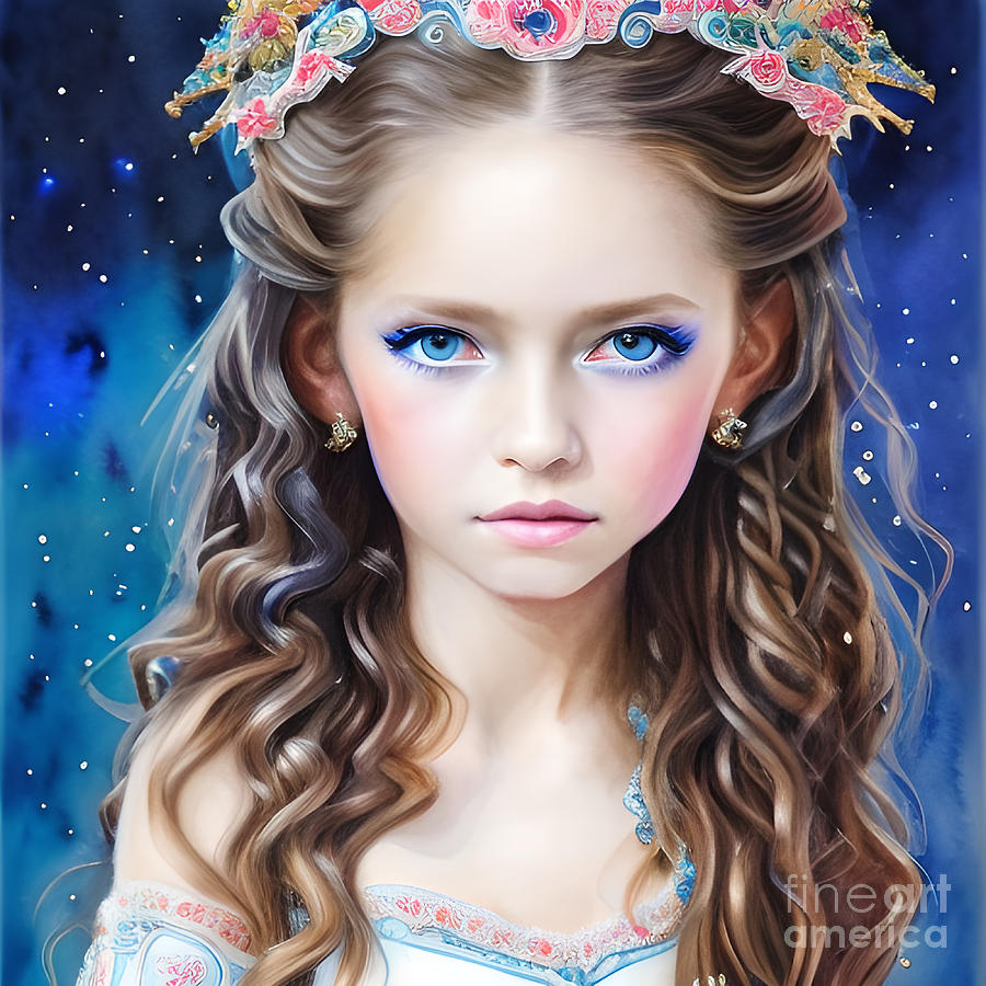 Beautiful Blonde Hair Blue Eye Girl Portrait Digital Art By Heidi Joyce