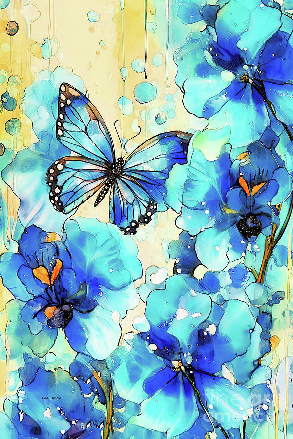 Beautiful Blue Butterfly Painting by Tina LeCour