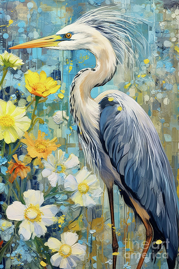 Heron Painting - Beautiful Blue Heron by Tina LeCour