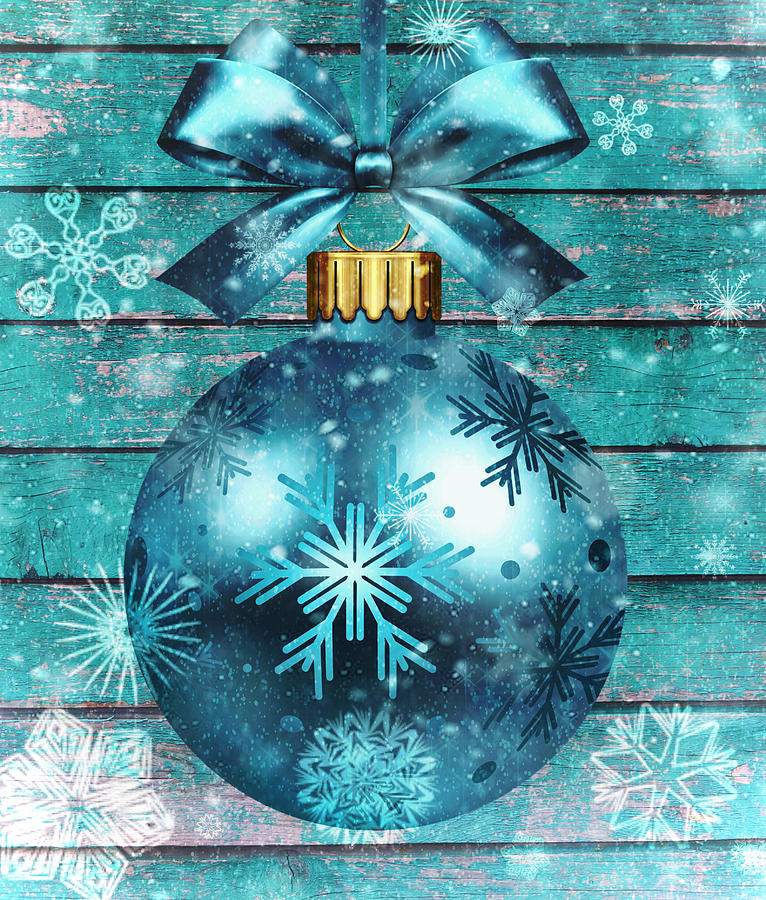 Beautiful Blue Ornament Mixed Media by Ally White