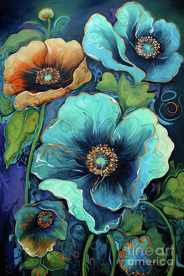 Beautiful Blue Poppies Painting by Tina LeCour