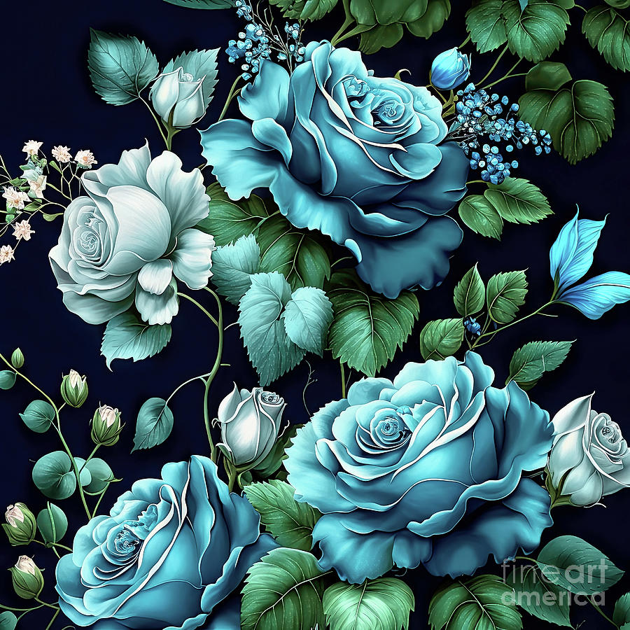 Beautiful Blue Roses Painting by Tina LeCour