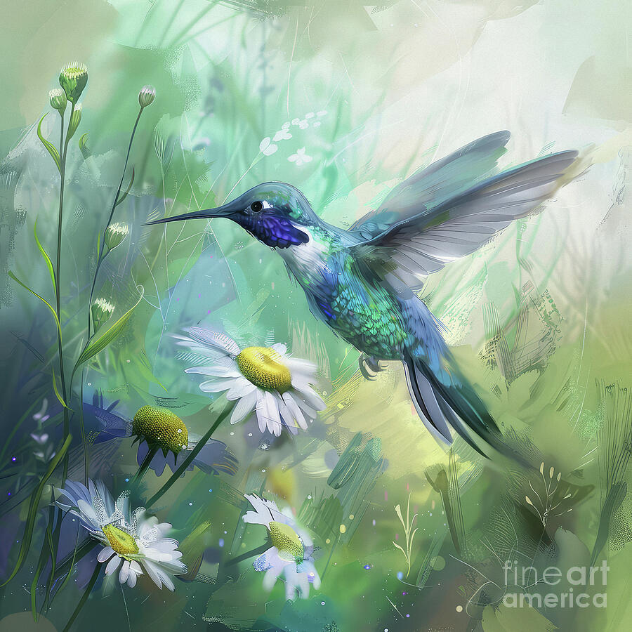 Beautiful Blue Throated Hummingbird Painting by Tina LeCour Beautiful Blue Throated Hummingbird Painting by Tina LeCour