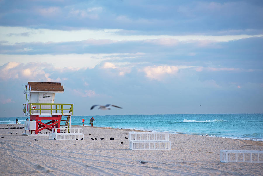 Beautiful Blue Water and Lifeguard Station Miami Beach Florida Photograph by Toby McGuire