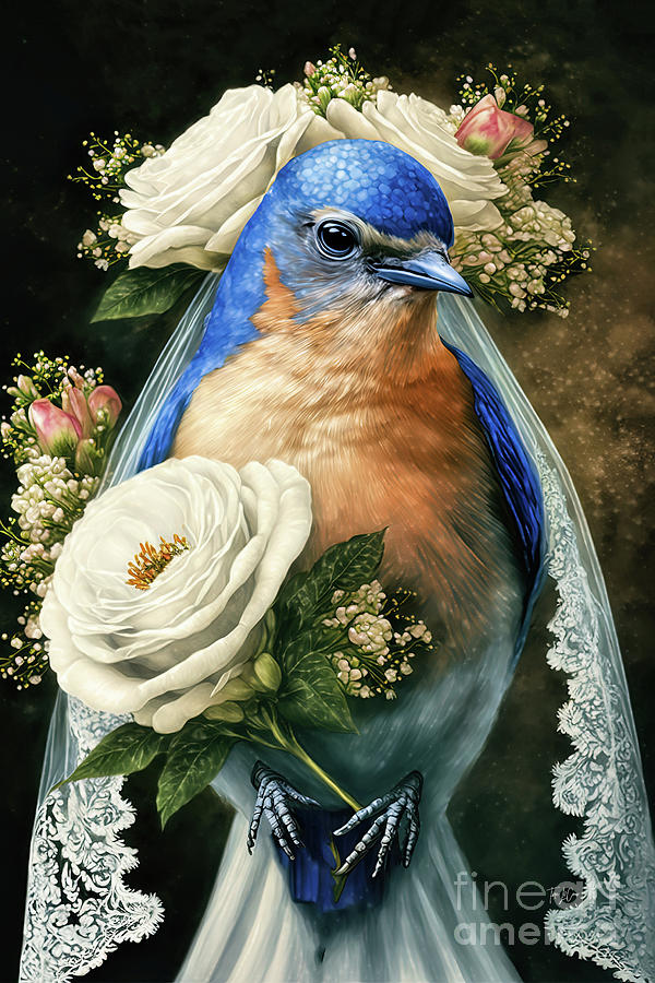 Bluebird Digital Art - Beautiful Bluebird Bride by Tina LeCour