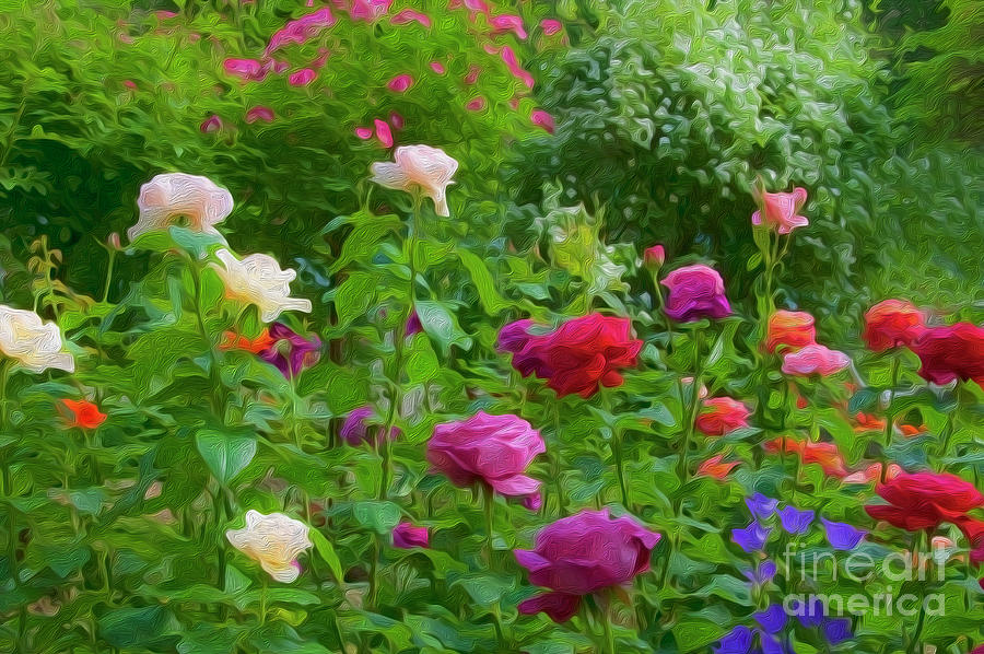 Rose Mixed Media - Beautiful rose garden by Larisa Fedotova