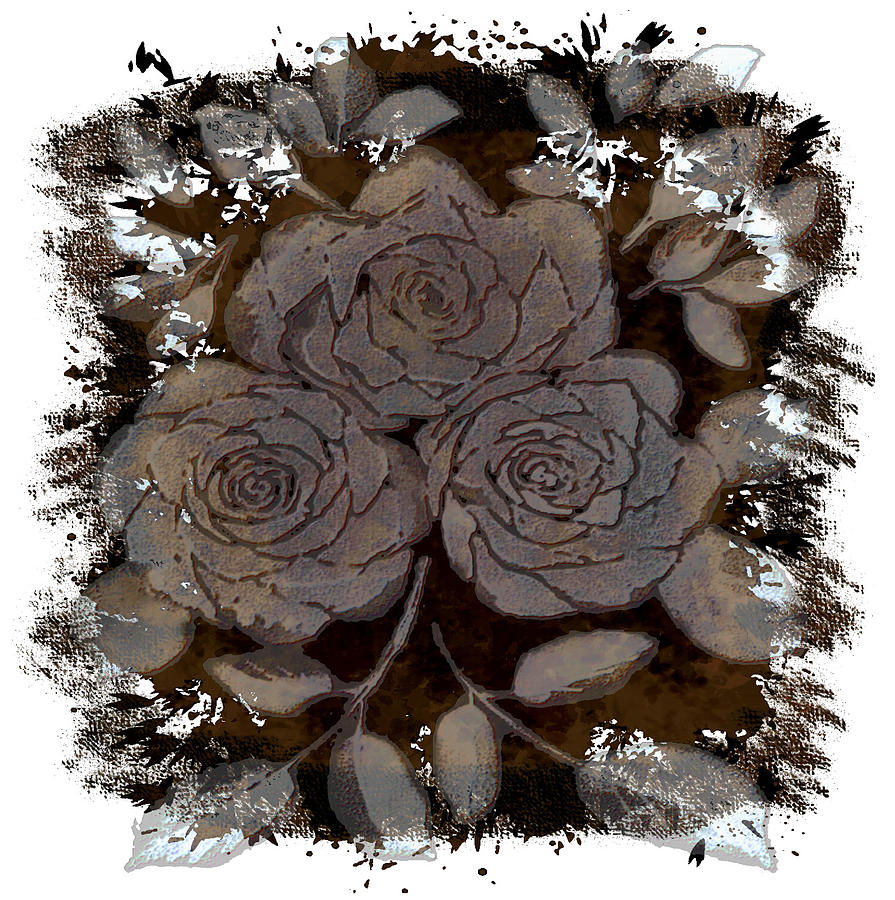 Beautiful Brown and Gray Rose Fossil Digital Art by Delynn Addams