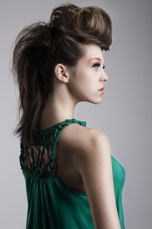 Beautiful Brunette Fashion Model with Big Hairstyle, Profile Photograph by Quavondo
