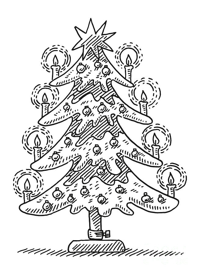 Beautiful Christmas Tree Drawing Drawing by Frank Ramspott Pixels
