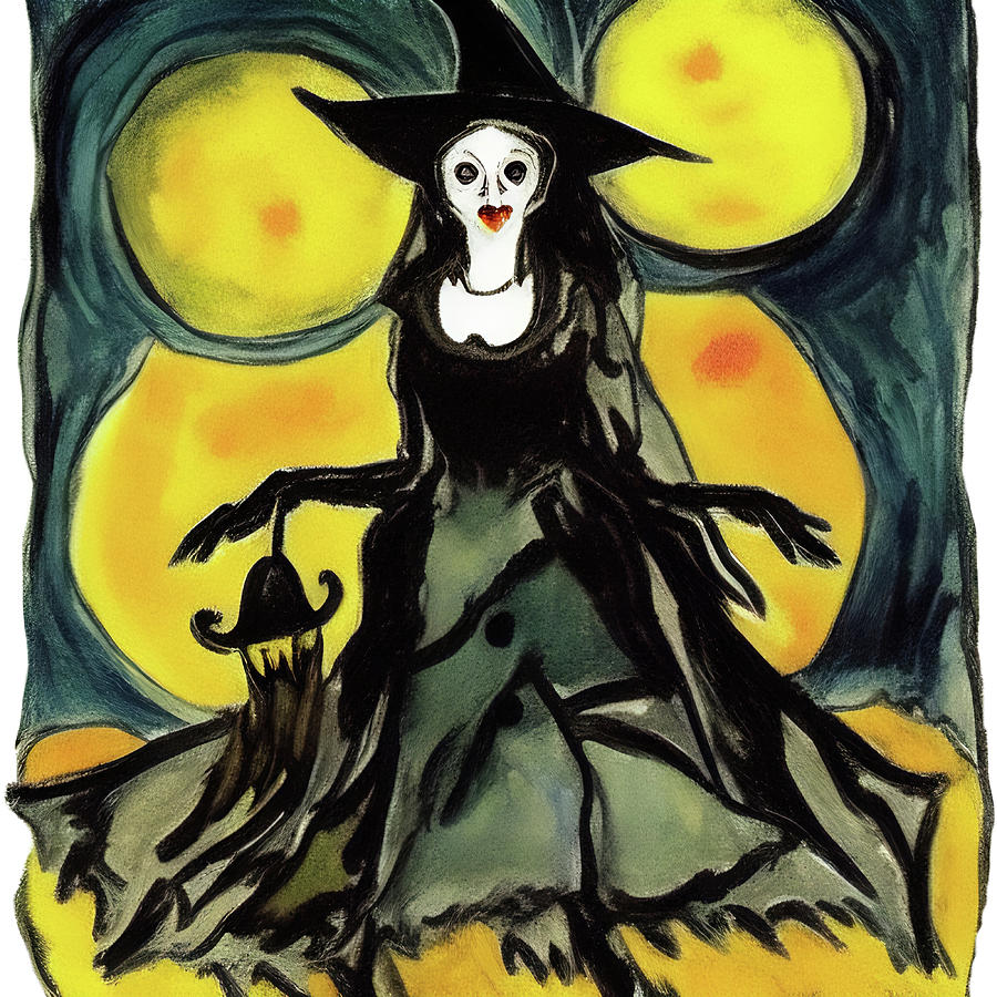 Beautiful classy Halloween witch Digital Art by Tatiana Travelways
