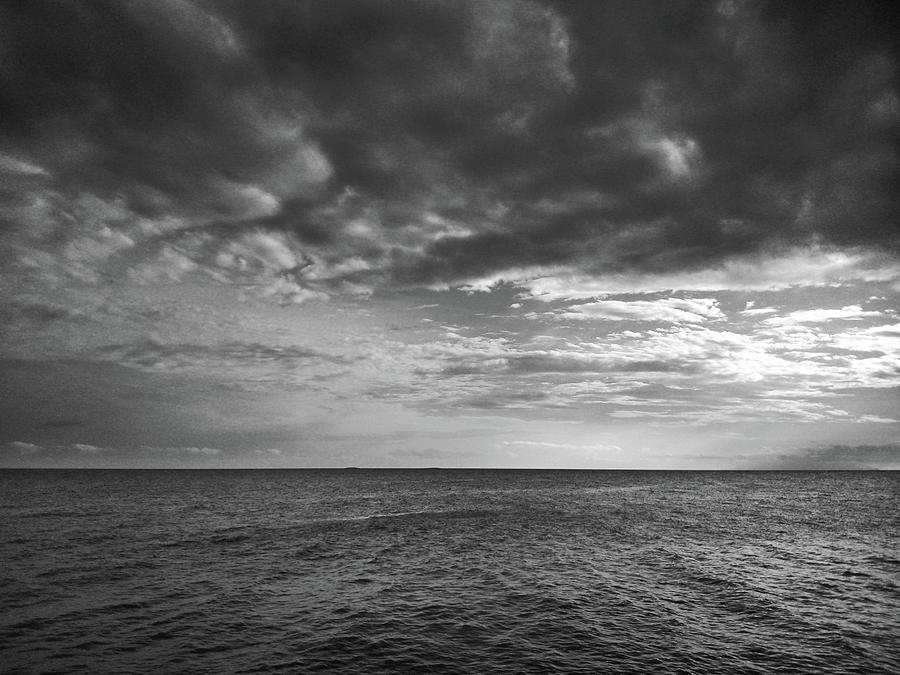 Beautiful Cloudy Sky above the Open Sea, Black and White Photograph by ...