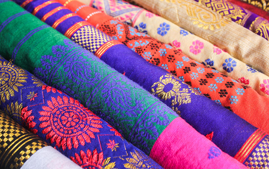 Beautiful colourful silk cloths Photograph by David Talukdar