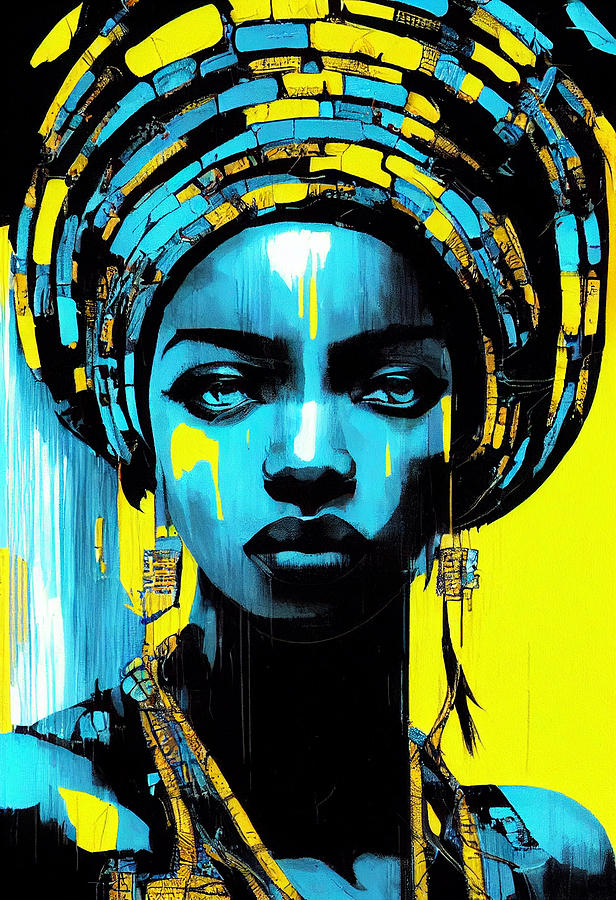 Beautiful cyberpunk African Queen Jungle rain portrait Pr 0043aab5b7 ...