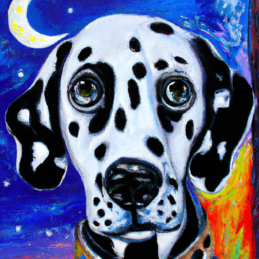 Beautiful Dalmatian Dog Painting by StellArt Studio - Pixels