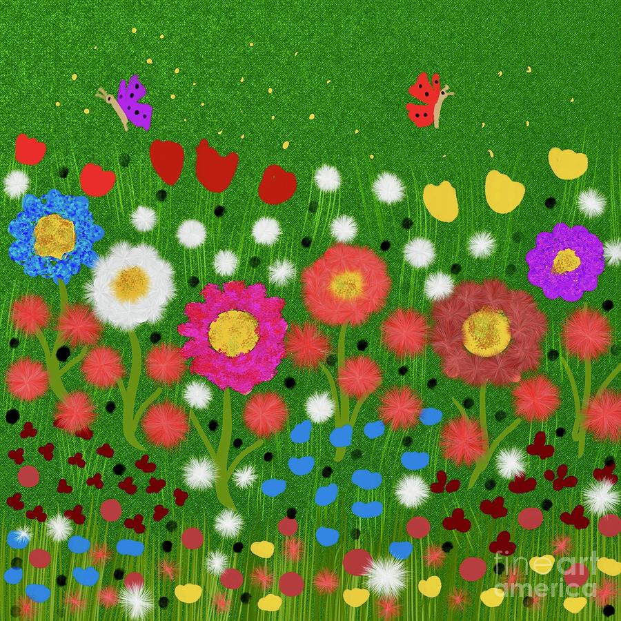 Beautiful flower garden Digital Art by Elaine Hayward