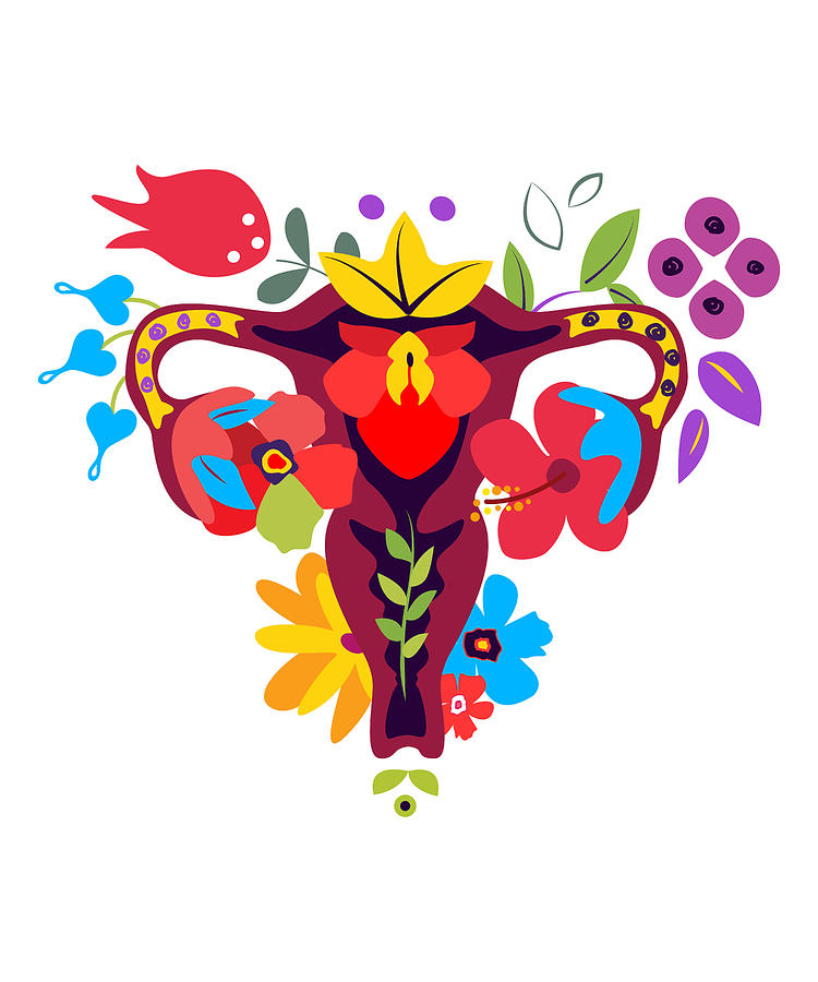 Beautiful Flowered Uterus in Flowers, Floral Internal Anatomy Drawing ...