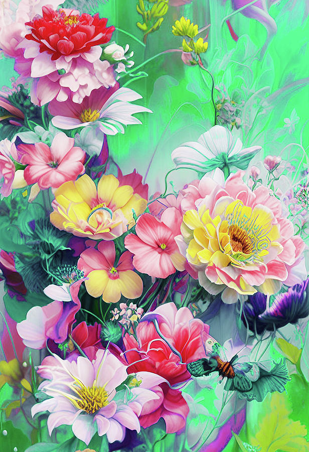 Beautiful Flowers Digital Art by Grace Iradian