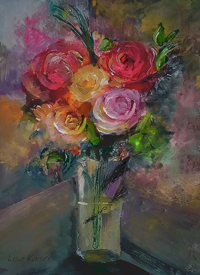 Beautiful Fresh Cut Bouquet Painting by Lisa Kaiser