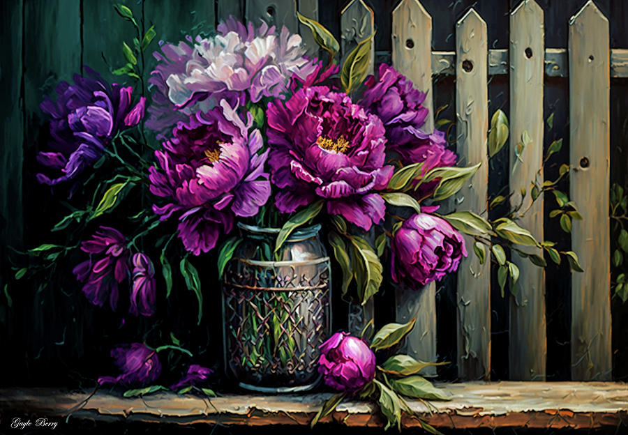 Flower Painting - Beautiful Fuchsia Peonies by Gayle Berry