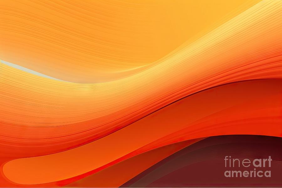 Abstract Painting - Beautiful Futuristic Banner With Dark Orange, Maroon And Pastel Orange Color. Curvy Background Illustration by N Akkash