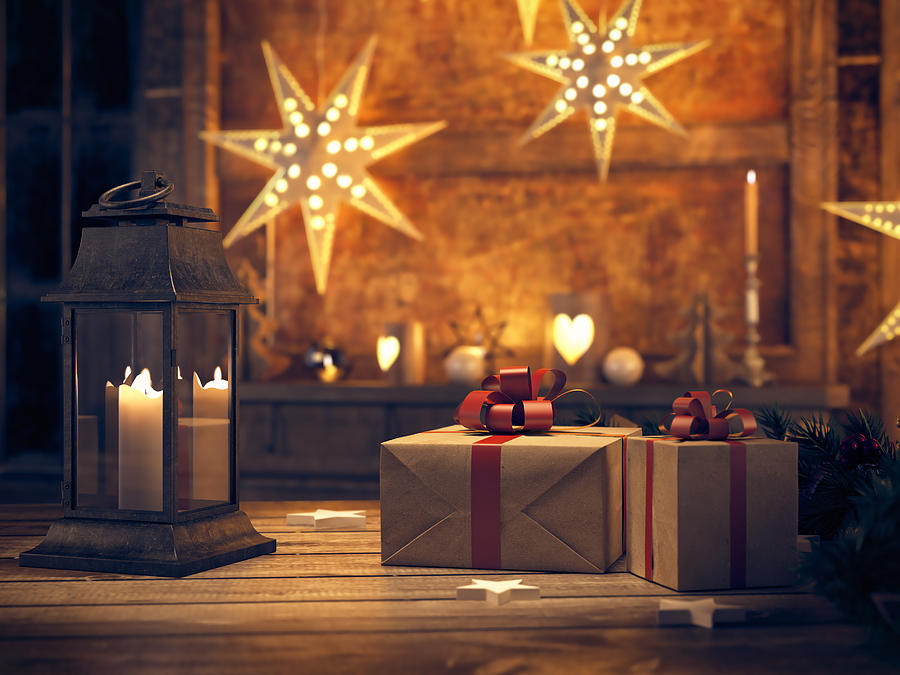 beautiful gift with Christmas ornaments. 3d rendering Photograph by 2Mmedia