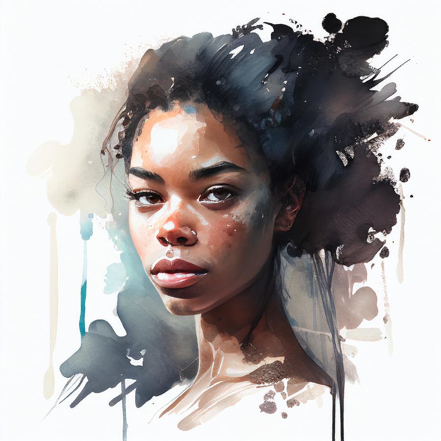 Portrait Painting - Beautiful Girl No.6 by My Head Cinema