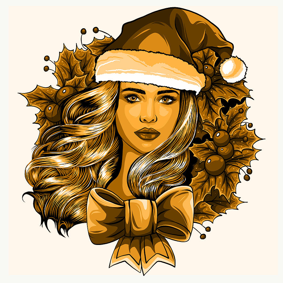 Beautiful Girl Wearing Santa Claus Clothes On White Background Illustration Digital Art By Dean