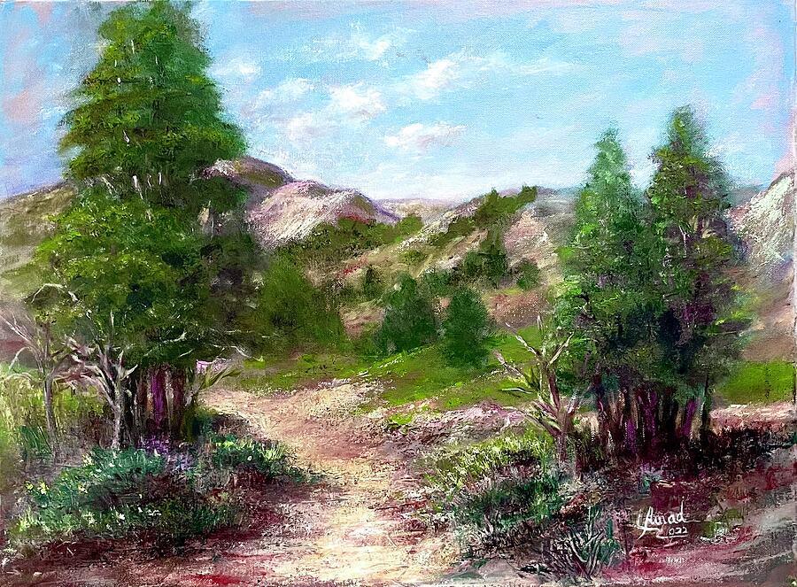 Beautiful Hills Painting by Laila Awad Jamaleldin