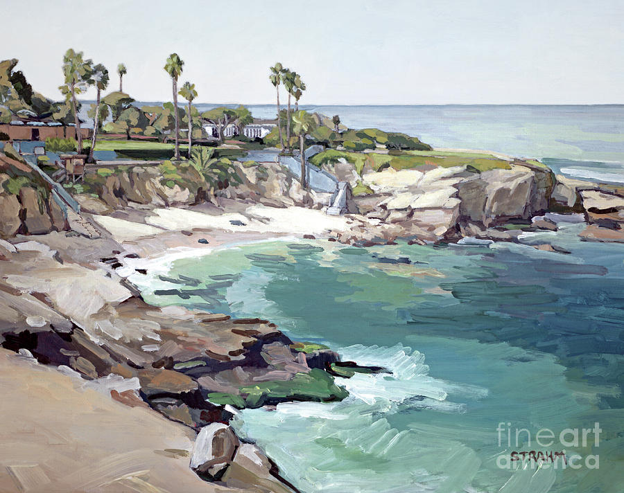 Beautiful La Jolla Cove Beach - La Jolla, San Diego, California Painting by Paul Strahm