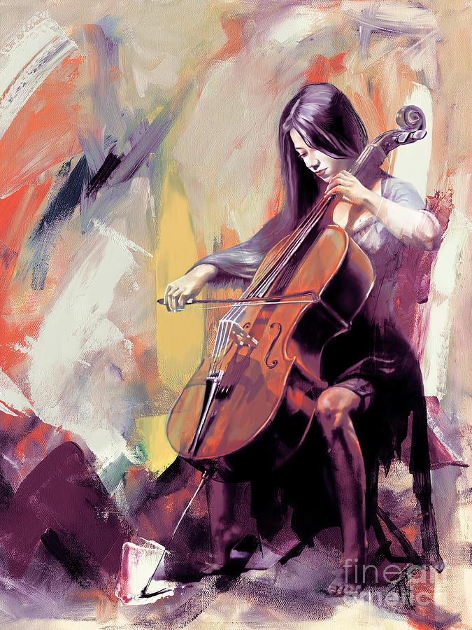 Beautiful lady playing violin 34rf Painting by Gull G