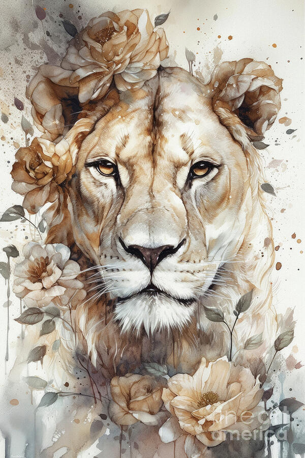Beautiful Lioness Painting by Tina LeCour Beautiful Lioness Painting by Tina LeCour