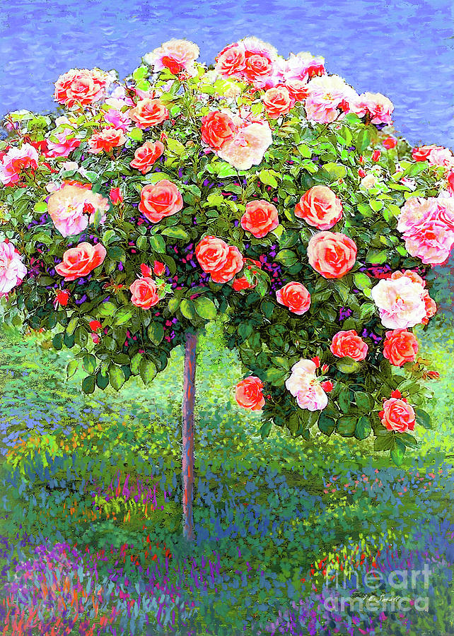 Beautiful Little Rose Tree Painting by Jane Small