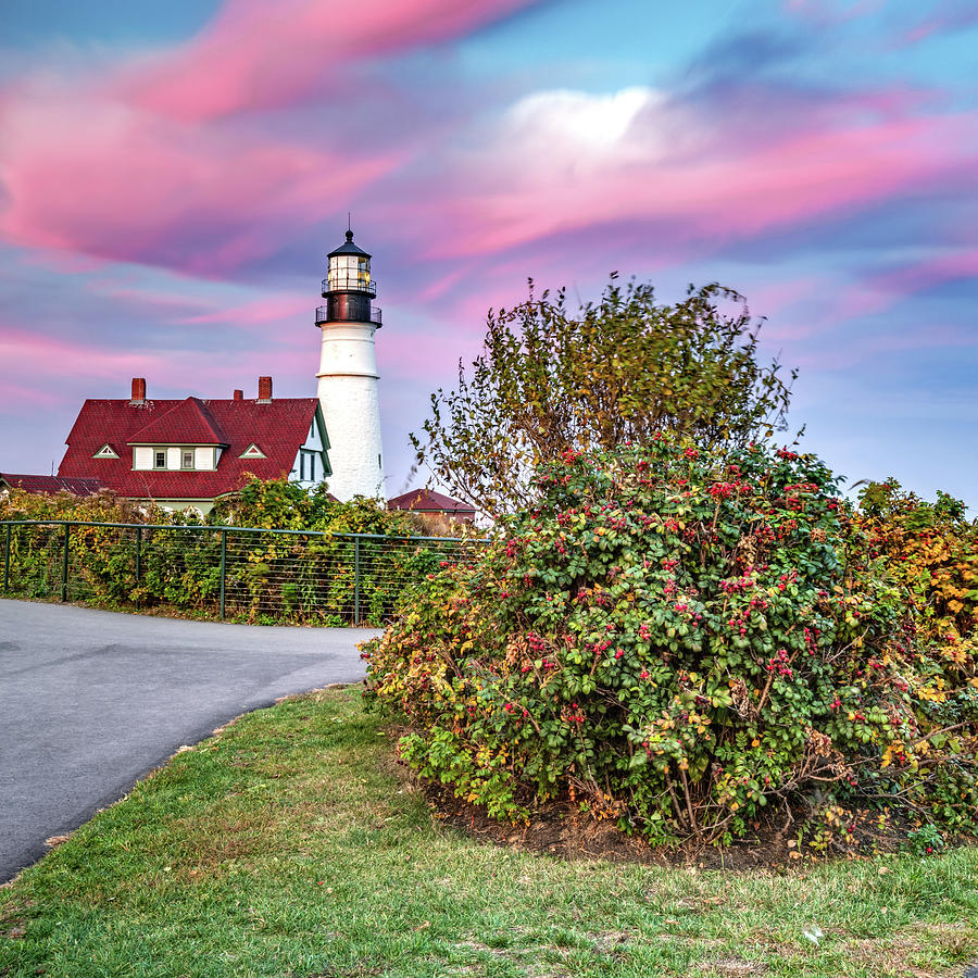 America Photograph - Beautiful Maine Sunset Over Portland Head Light by Gregory Ballos