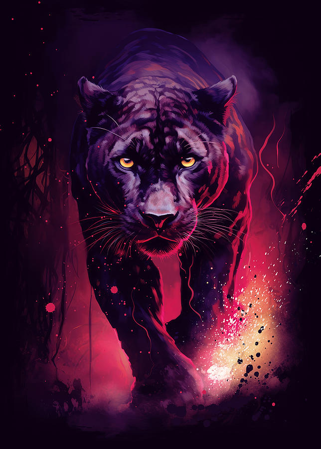 Beautiful Majestic Black Panther Painting by Juka Artist - Fine Art America